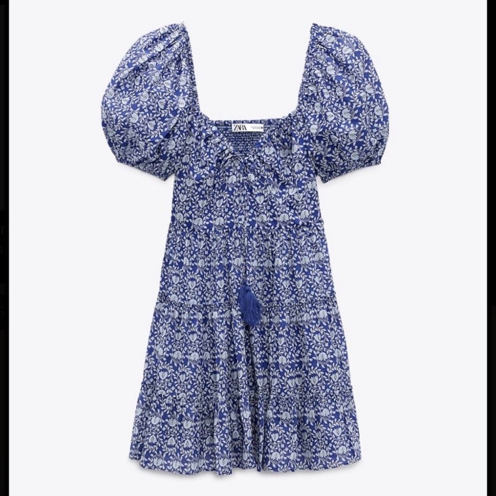 Zara Blue Floral Print Dress